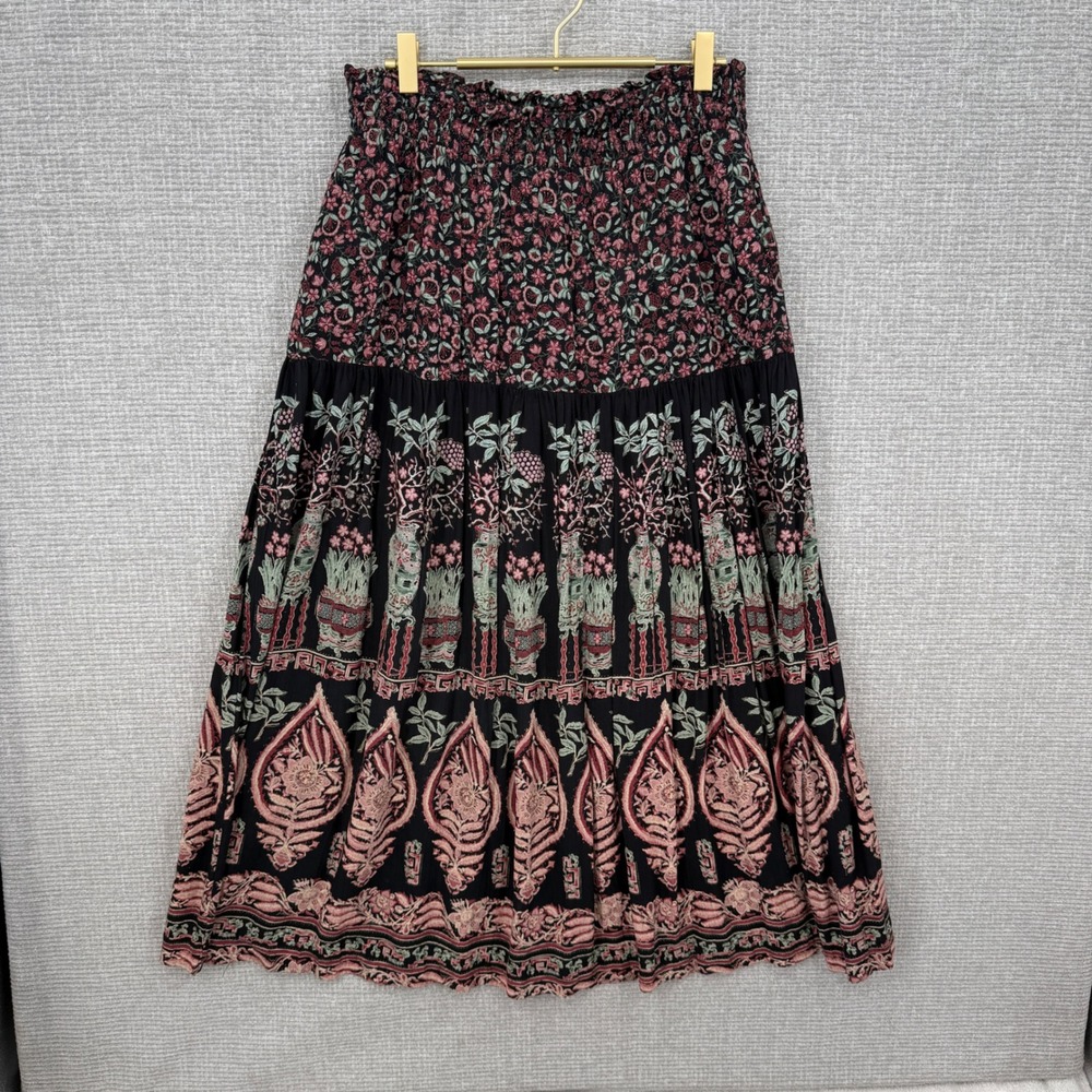 Vtg Studio Michelle Stuart Maxi Skirt Women 12 Floral Boho pleated Prairie